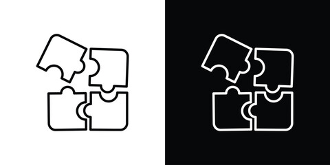 Puzzle icon design. simple stroke line vector icon set