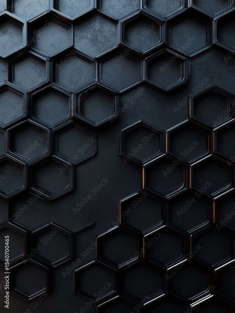 Poster minimalist dark hexagonal pattern wallpaper with copy space. design template with white center text 