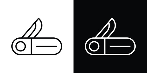 Pocket knife icon design. simple stroke line vector icon set