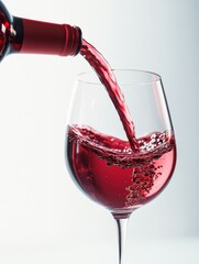 pouring in a glass red, white rose wine