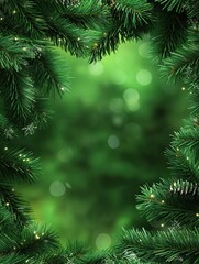 Obraz premium Festive green holiday background with Christmas theme