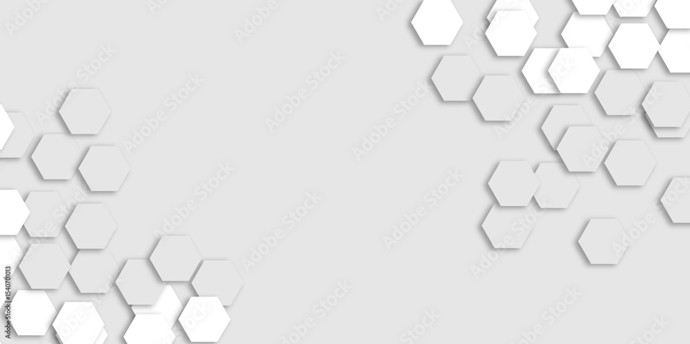 Aufkleber abstract white hexagon vector wallpaper with hexagon grid realistic geometric mesh cells texture min