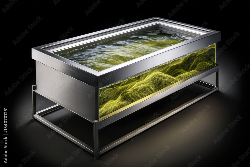 Poster an artistic display with a rectangular shape showcases flowing water and glowing elements for a uniq
