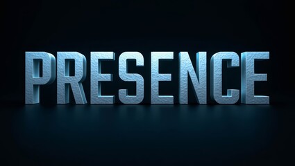 PRESENCE - hammered metal finish text.