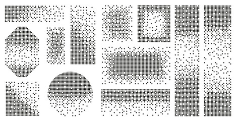 Disintegration pixel effect illustration. Vector rectangle elements