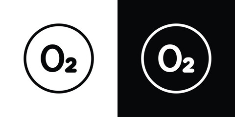 Oxygen O2 icon design. simple stroke line vector icon set