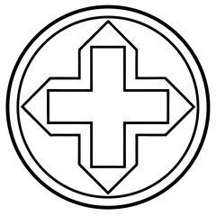 Obraz premium Minimal Red Cross Symbol Outline