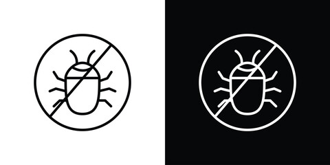 No Bug icon design. simple stroke line vector icon set