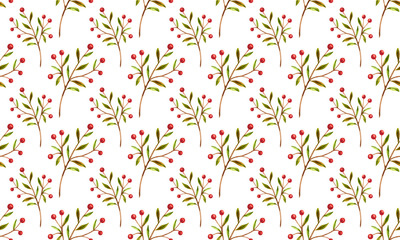 Seamless pattern with watercolor autumn leaves on a white background. Hand drawn illustration for your design, print, textile