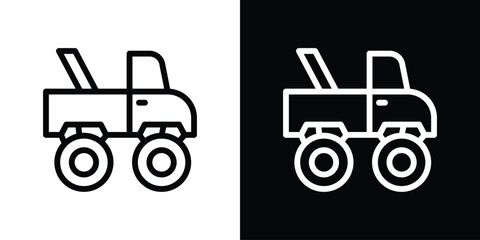 Monster truck icon design. simple stroke line vector icon set
