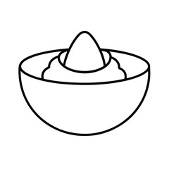 Tuna Poke Bowl with Avocado in Minimal Lines Vector illustration