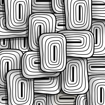 Stacked round shape patterns abstract background, zentangle pattern line art .