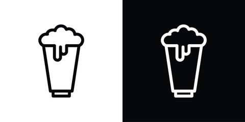 Milkshake icon design. simple stroke line vector icon set