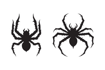 Spiky Spider Silhouettes Scary Insect Vector Icons for Halloween and Horror Designs