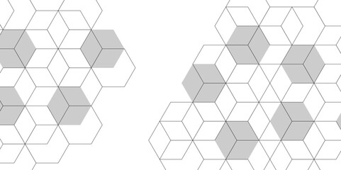 Molecular structure abstract tech background. Geometric white background. Science network pattern, connecting lines and dots medical background, Vector illustration. Vector banner design with hexagons