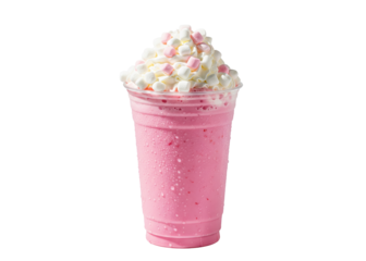 bubblegum milkshake with whipped cream and mini marshmallows