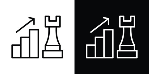 Marketing strategy icon design. simple stroke line vector icon set