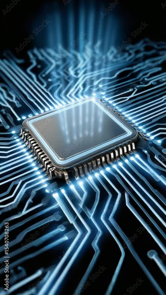 Aufkleber cybernetic core: a glowing circuit board emanates energy, showcasing the heart of modern technology 
