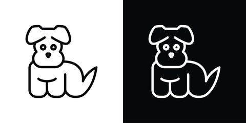 Little puppy icon design. simple stroke line vector icon set