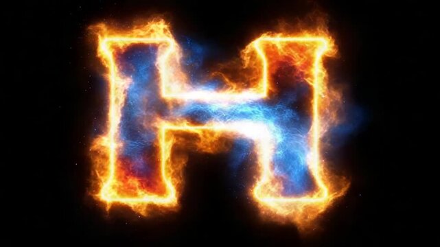 Fiery H Letter with Burning Alphabet, and Fire Design.