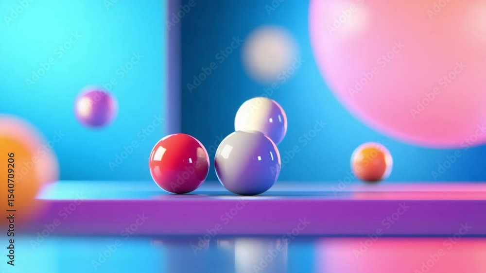Poster Abstract Orb Composition: Vibrant and captivating composition featuring various sized orbs in a spectrum of colors, creating a mesmerizing and dynamic visual experience.