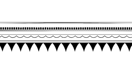 Black and White Decorative Border Vector Set: Ornamental Dividers with Geometric and Scalloped Patterns, Perfect for Graphic Design Projects, Web Elements, and Elegant Line Art