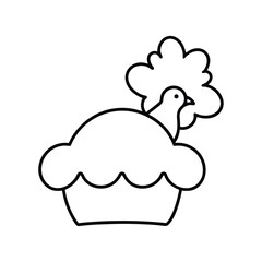 Chicken Broccoli Alfredo Bake in Line Drawing Vector illustration