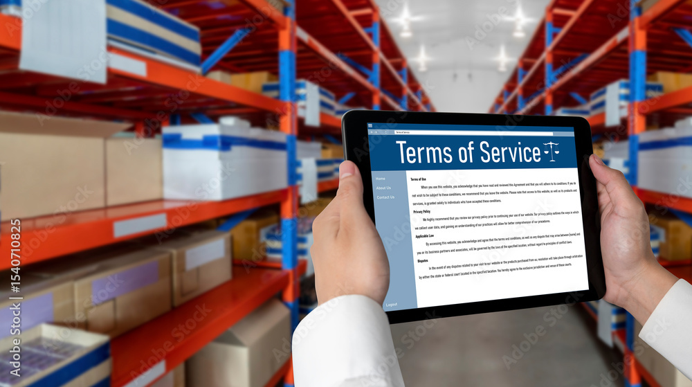 Poster online term of service conditions showing brisk rules and regulations in using the website on device