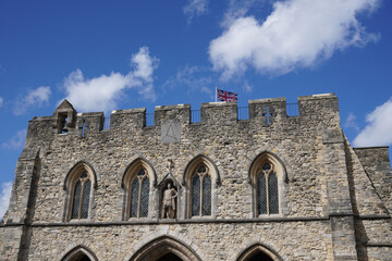 Medieval gatehouse in city of Southampton UK. 13th century Norman architecture 