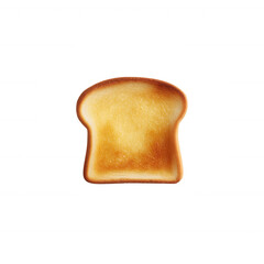 A single slice of perfectly toasted bread showcasing a golden-brown crust and soft, fluffy texture, isolated on a white background.