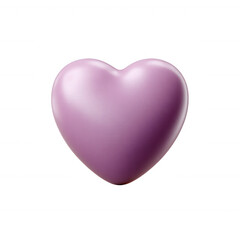Fototapeta premium A soft, glossy purple heart-shaped object isolated on a white background, symbolizing love and affection. Perfect for romantic themes and emotional connections.