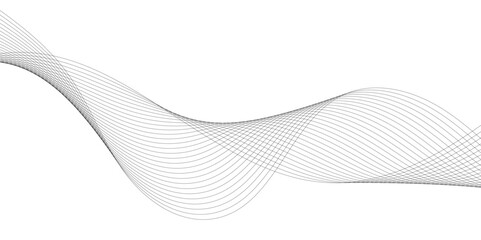 Abstract white and gray business wave technology voice concept line on transparent background. Vector minimalist wavy line art design, modern digital flowing wave pattern