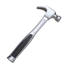 A stainless steel hammer with a textured handle, ideal for construction and DIY tasks. This tool features a claw head for nail removal and a sturdy build for long-lasting use.