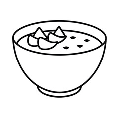 Chicken Tortilla Soup with Chips in Line Drawing Vector illustration