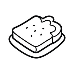 Cinnamon French Toast with Powdered Sugar in Line Art Vector illustration