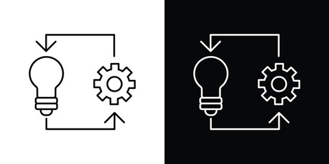 Implementation icon design. simple stroke line vector icon set
