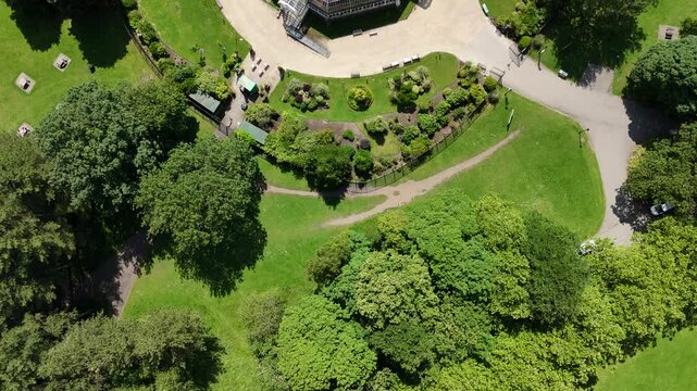 Aerial Drone footage of Sefton Park Palm House, Liverpool, England 