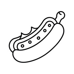 Chili Dog with Cheese and Onions in Bold Line Art Vector illustration