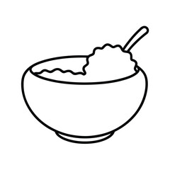Coconut Shrimp with Sweet Sauce in Line Art Vector illustration