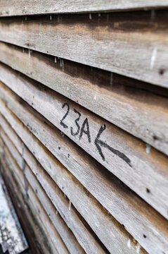 Wooden wall with house number