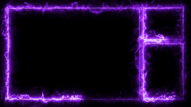 dynamic glowing purple electric energy streaming frame overlay for gaming and live content