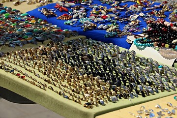 Vintage jewelry, bijouterie at the flea market in Tbilisi
