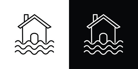House flood icon design. simple stroke line vector icon set