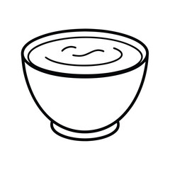 Cream of Mushroom Soup in Cup in Minimal Lines Vector illustration