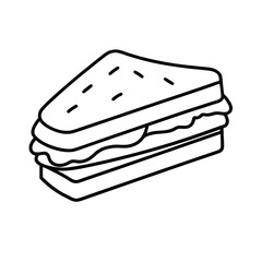 Cuban Sandwich Pressed with Pickles in Fine Line Vector illustration