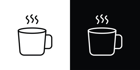 Hot coffee Mug icon design. simple stroke line vector icon set