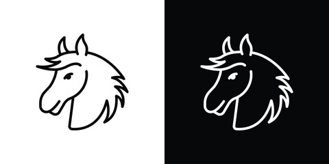Horse icon design. simple stroke line vector icon set