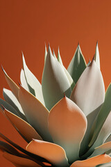 Elegant agave leaves illuminated by soft light with warm terracotta background