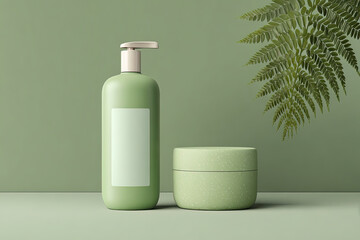 Luxury skincare packaging mockups with minimalist matte bottle and soap design