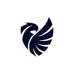 Falcon Shield Logo. eagle security logo design template vector